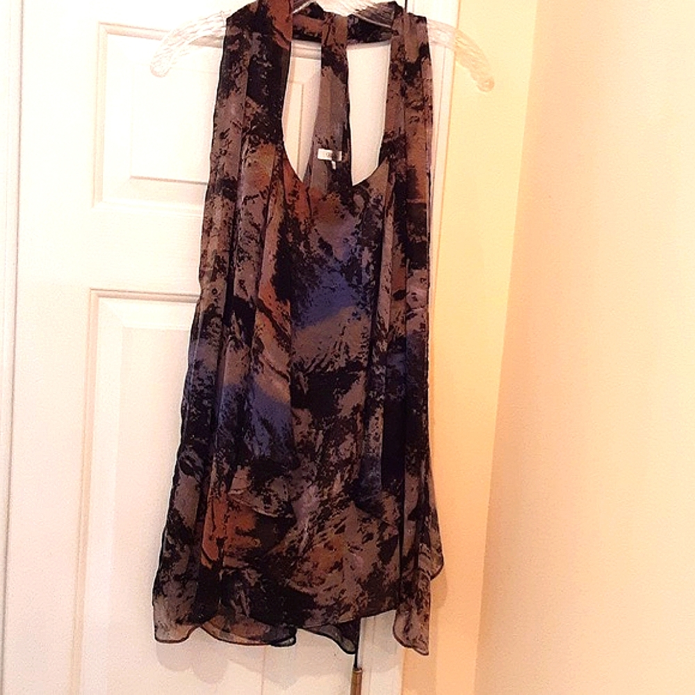 Blue Velvet Sheer Tank Top Size: XLG Multicolored